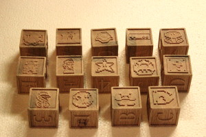 Alphabet blocks with a Super Mario Bros theme